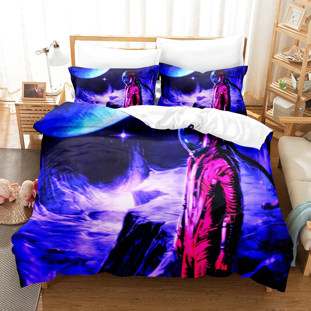 3D digital printing bedding four-piece set three-piece set vaporwave art retro bed sheet quilt