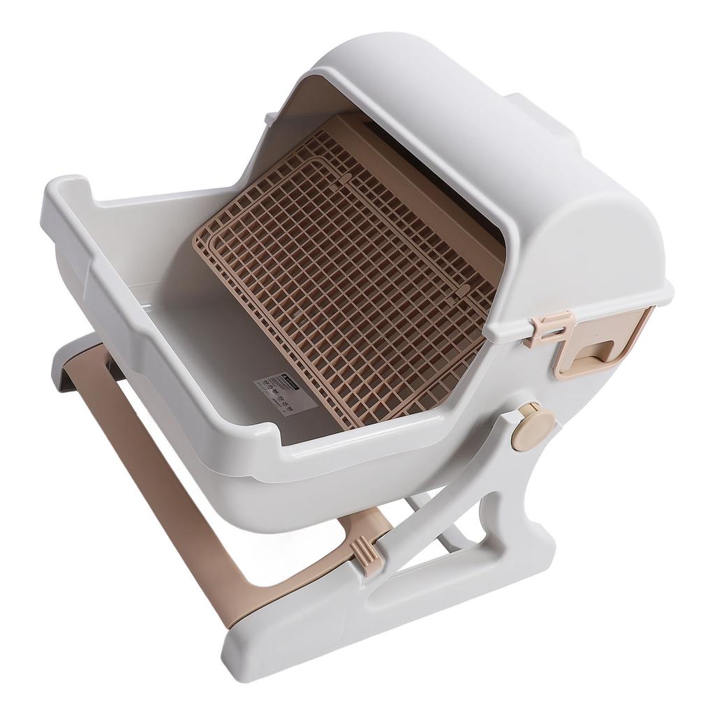 Semi Automatic Cat Litter Box Plastic Easy Assembly Semi Enclosed Cat Litter Box Large Kitty Litter