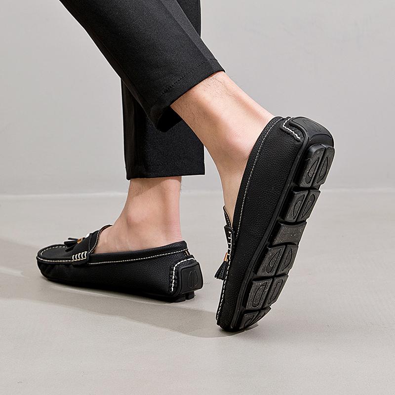 Plus Size Tassel Loafers Men Casual Shoes Handmade Leather Male Slip on Flats Fringe Man Moccasins Luxury Mens Driving Shoes