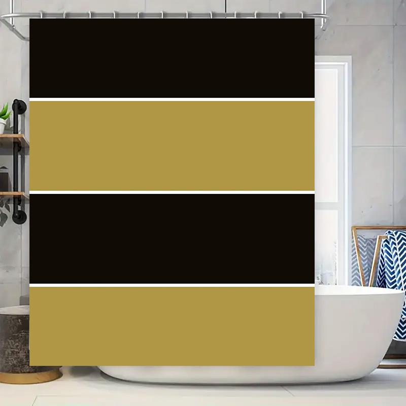 

Современный минималистичный черно-золотой набор штор для душа для декора ванной комнаты, водонепроницаемая ткань с 3D-печатью, доступны различные размеры 90x180cm