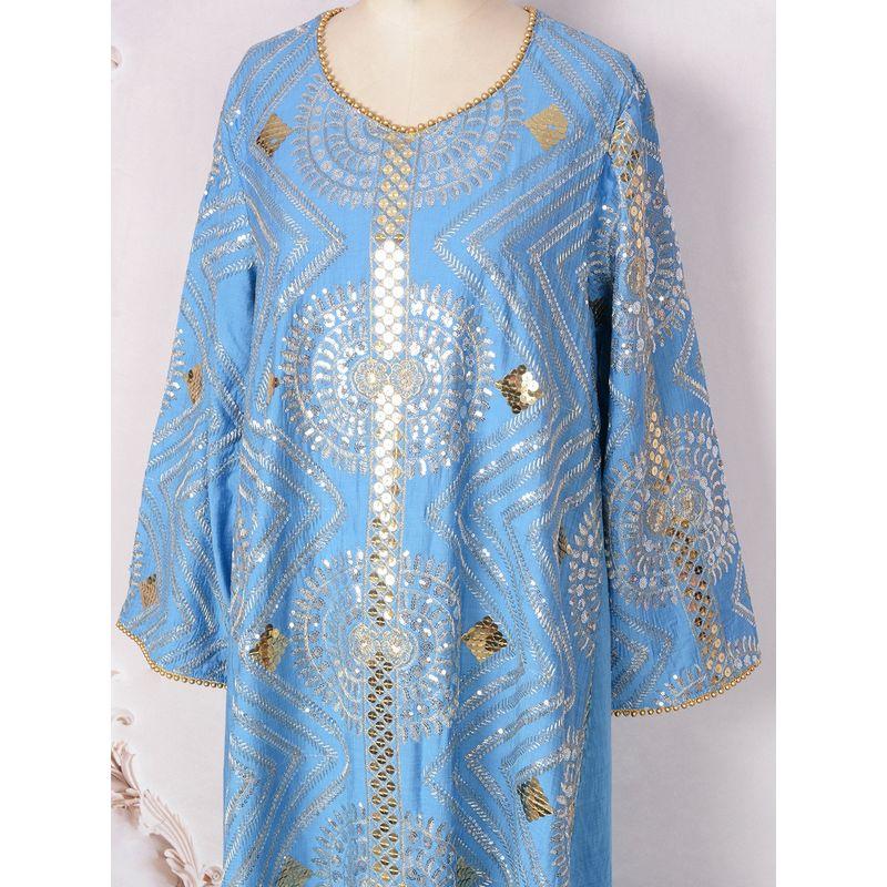

Ближний Восток Дубай Трансграничная Внешняя Торговля Женская одежда 2025 Новая Мода Платье с Пайетками Женский Халат Вечернее платье Платье Light Blue 2XL