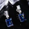 Xiaomi Huitan Trendy Geometric Blue Cubic Zirconia Drop Earrings for Women Silver Color Fashionable Female Ear Accessories Hot Jewelry