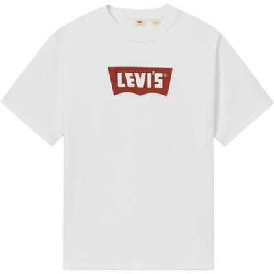 T-shirt Décontracté Confortable à Manches Courtes et Col Rond Côtelé avec Imprimé Logo Levis pour Homme T-shirts Blanc 001AM-0011