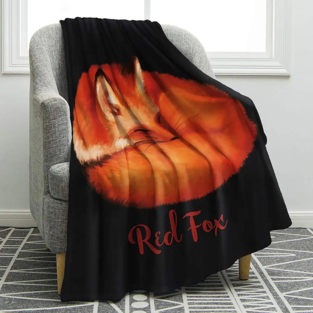 Cartoon Forest Animals Blanket Soft Warm Deer Rabbit Owl Fox Print Throw Blanket for Teens Adults Gift Sofa Chair Bed Office