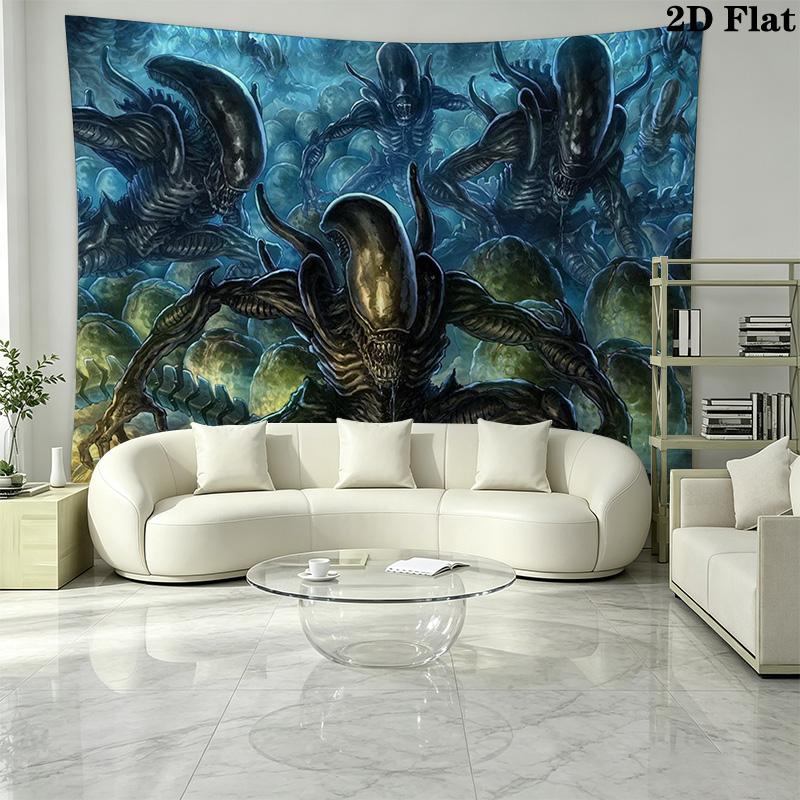 Aliens Wall Tapestry Aesthetic Wall Hanging Printed Fabric Blanket Decorative Tapestries for Bedroom Living Room Home Decor