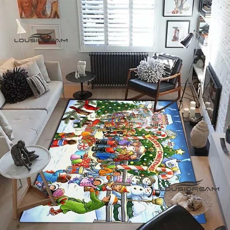 Weihnachts-Weihnachtsmann-Teppiche und Vorleger, Winter-Schnee-Teppich, Bodenmatte, Wohnzimmer, Schlafzimmer, großer Bereich, weicher Teppich, Kinderzimmer-Teppich