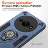 KEYSION Shockproof Armor Case for Redmi A3 Slide Camera Lens Protection Ring Stand Phone Back Cover for for Xiaomi POCO C61