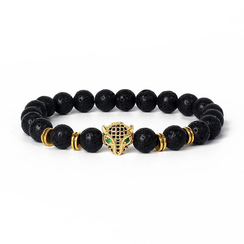 Fashion Crown Skull Punk Bracelets Men Wolf Head Zircon Tiger Eye Bracelets for Women Energy Nature Stone Soul Jewelry Pulsera