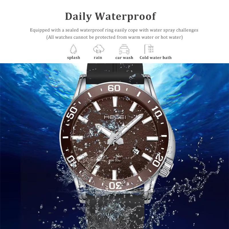 Mens Quartz Watches Large Face Diving Style Wrist Watch Luminous Hands Waterproof Watch with Date