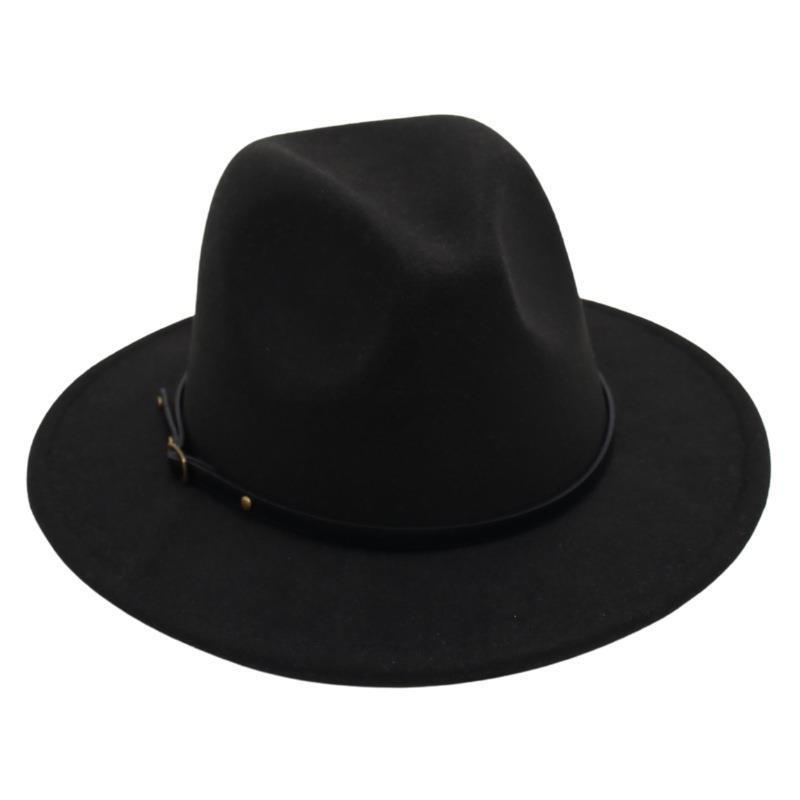 Amazon Simple Top Hat Suit British Jazz Hat Men'S And Women'S Felt Hat Foreign Gas Belt Buckle Tweed Hat Jackson