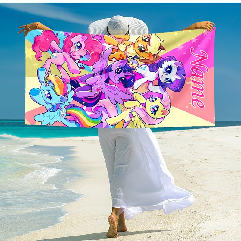 Personalized customized proof beach towel with My Little Pony pattern - soft, absorbent,quick-drying,perfect swimming,camping&bathing