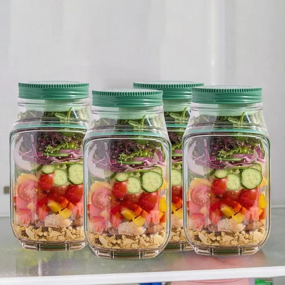 1-4 Stück Tragbare Plastik Salat-Pod Auslaufsicher Wiederverwendbare Plastik Frühstücks-Frucht Aufbewahrungsboxen Geeignet Für Haushalt Outdoor Picknick