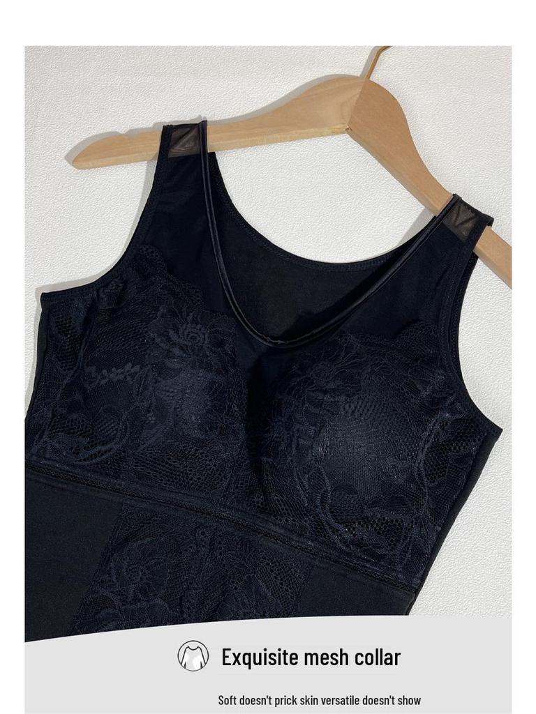 Damski dopasowany top na ramiączkach z podszewką polarową wyszczuplający z wbudowanym biustonoszem - Styl jesień/zima 2025