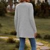 Women's Solid Color Buttoned Cardigan - Striped, Sanded, Long-Sleeve (2024 Autumn/Winter)