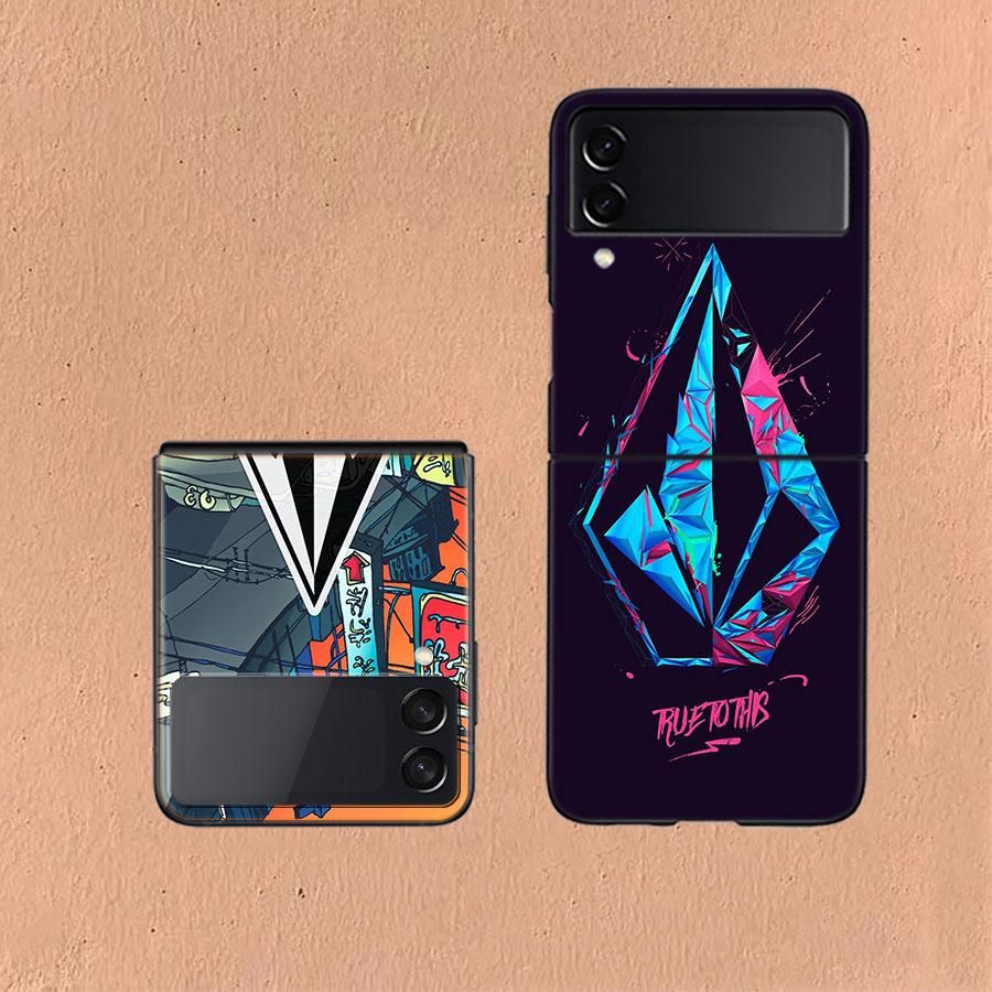 Volcom Logo Phone Case For Samsung Z Flip 6 7 5G Galaxy Z Flip 5 4 3 5G Cases Shockproof Hard Cover TPU