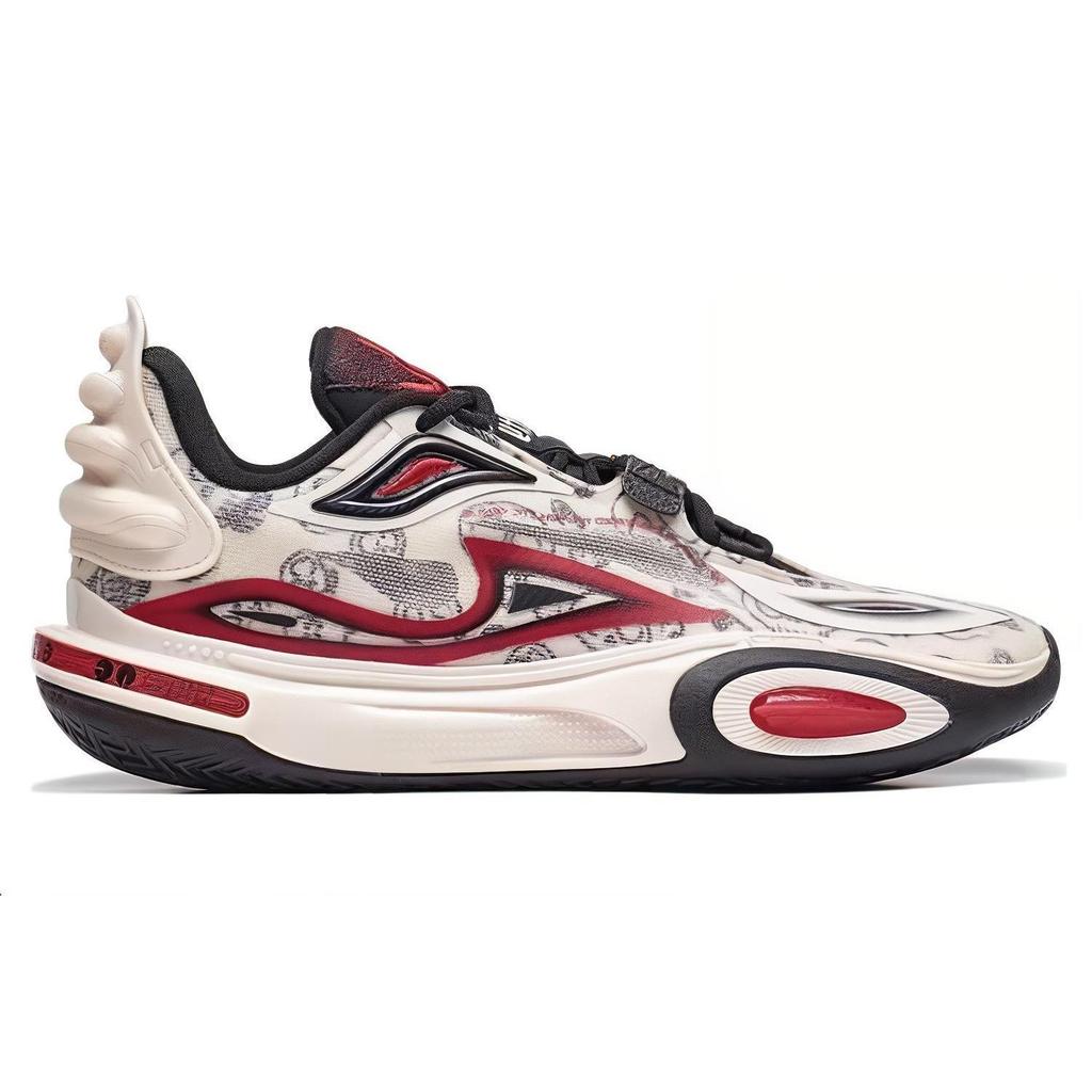 Li Ning All City 11 V2 Kids & Youth Comfortable Cushioning, Wear Resistant Low Top Basketball Shoes Unisex Red White ABPT051-1