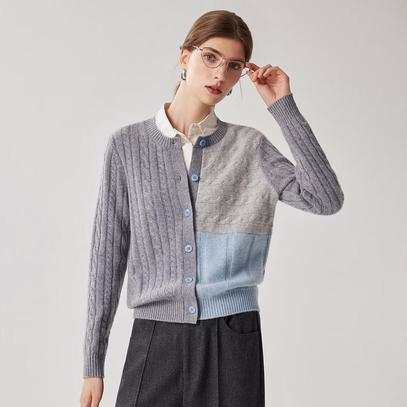 Zhaojun Cashmere Color-Block Cardigan for Women
