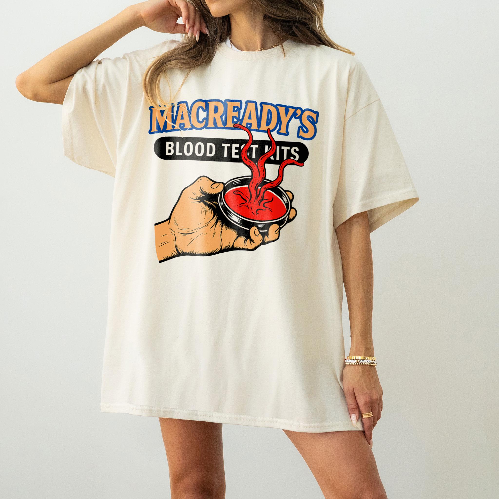 The Thing Blood Test Shirt MacReady Horror Tee 80s SciFi Cult Movie Shirt Alien Parody Gift for Movie Lover Halloween Shirt S