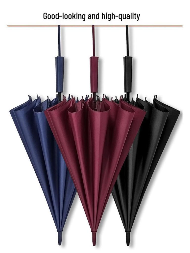 12-Rib 24-Rib Long-Handle Straight Men's Umbrella for Two, Business Advertising, Sun and Rain Protection