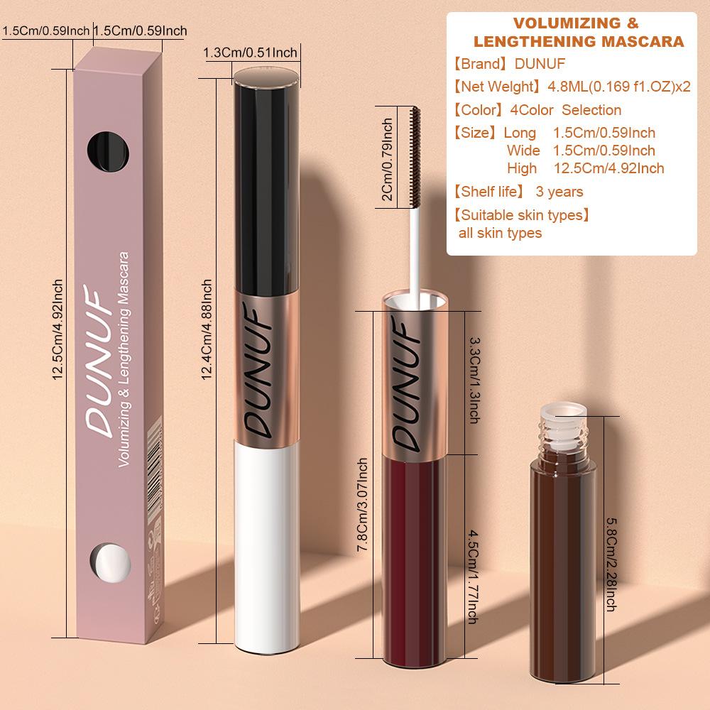 Two-color Double-ended Green and Purple Waterproof Mascara,Slender, Curly and Thick, Waterproof, Sweat Proof, Not Easy To Get Dizzy, and Lasting