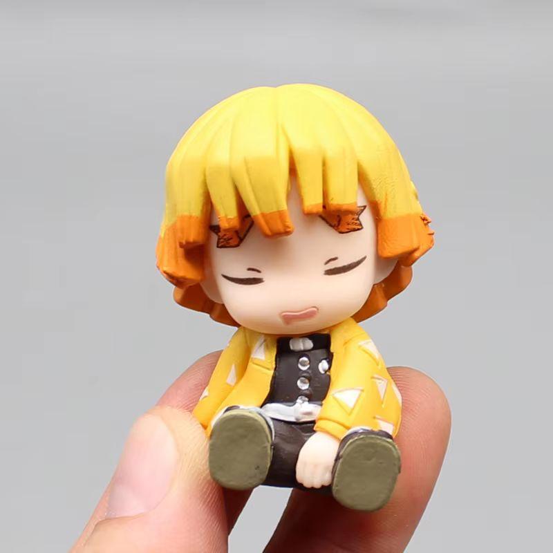 Demon Slayer 4Pcs Q Edition Kamado Tanjirou Nezuko Zenitsu Inosuke Sleep Desktop Decoration Toy Gift For Children