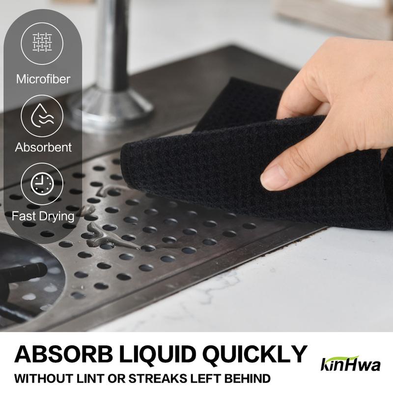 380gsm Thick Microfiber Waffle Weave Dish Drying Cloth Household Kitchen Glass Cleaning Cloth Tea Towels Set 13"x13" 6 Pack