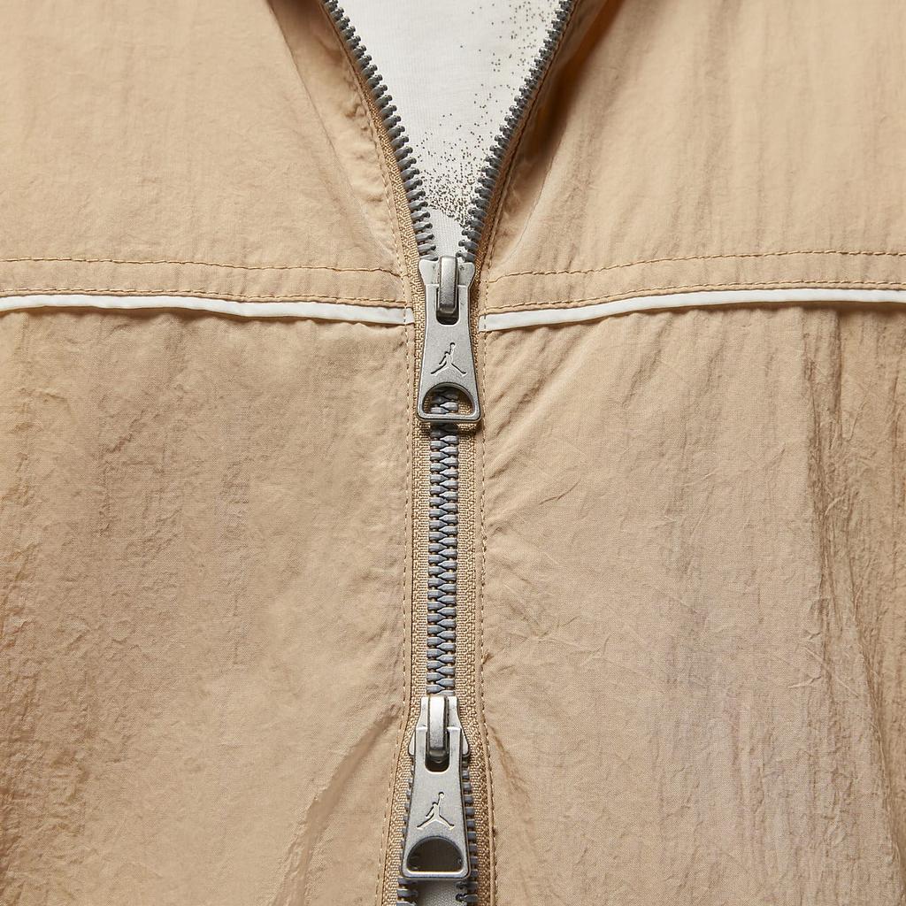 Jordan Solid Color Brand Logo Zip Stand Collar Pocket Jacket Men jackets Beige DV7624-277