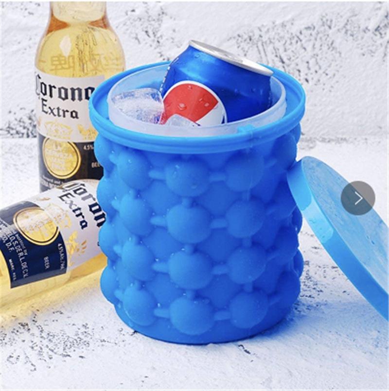 2 in 1 Ice Cube Mold Bucket Ice Tray Silicone Ice Bucket Portable Frozen Drink Maker for Whiskey Beer Bottle Bucket Kitchen Tool