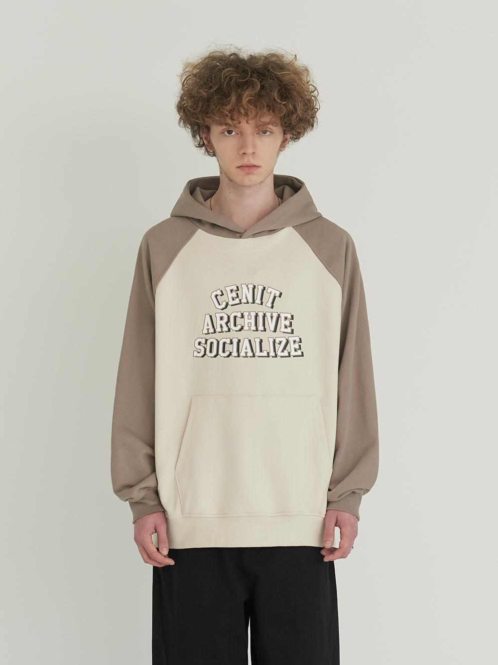 Senit Raglan Mix Color Hoodie Beige L