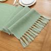 Tassel Table Runner, Linen Blend Rustic Farmhouse Style Kitchen Table Decoration Holiday Wedding Party Dinning Decor