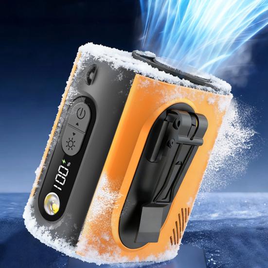 Portable Clip-on Fan with LED Fan Adjustable Wind Light Wearable Waist Speed Semi-Cooling Fan for Outdoor