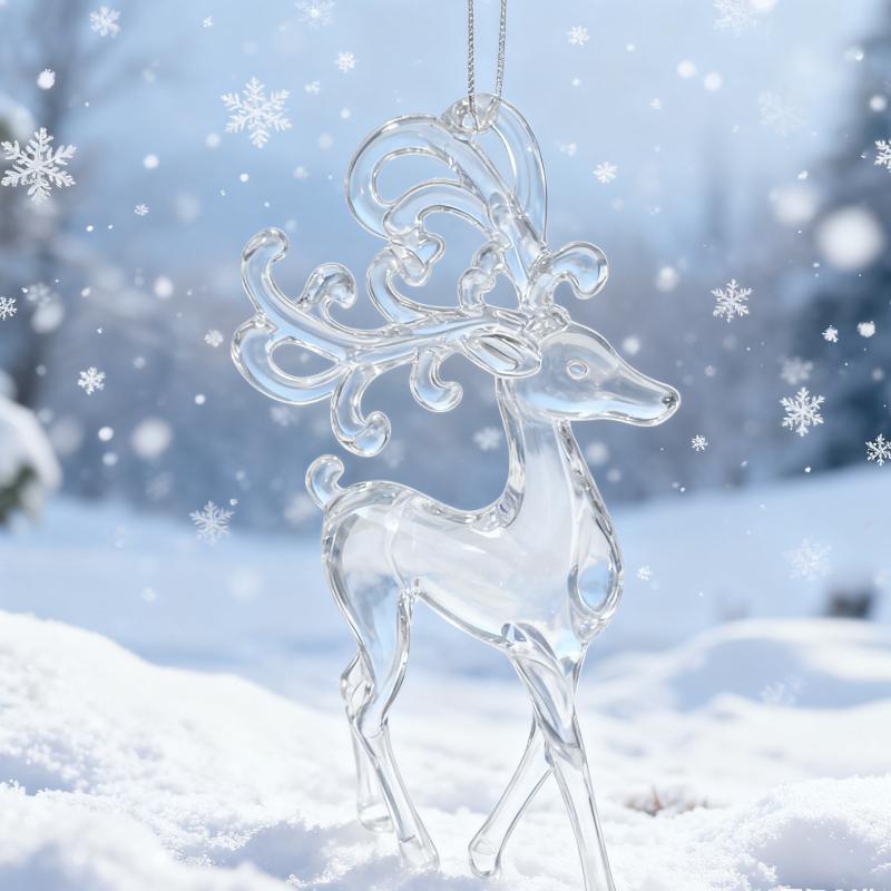 2/3 Pieces of Acrylic Deer-Shaped Ornaments, Two Styles To Choose From, Christmas Creative Deer-Shaped Pendants, Realistic Transparent Hangin