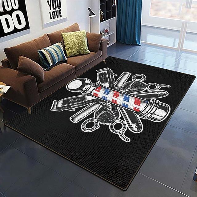 Fashion Cool Barbershop Carpet Living Room Home Decoration Sofa Table Large Area Carpet Lounge Entrance Door Mat Non -Slip Mat
