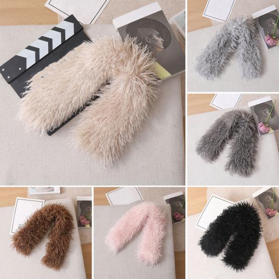 Plush Scarf with Magnetic Design Solid Color Women Thickened Warm Scarf Coat Accessory Daily Commuting Wear