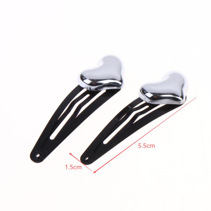 Cute Silver Heart Black Hair Barrettes 2/4Pcs Fashion Hair Pins for Women Sweet Side Hair Styling Accessories