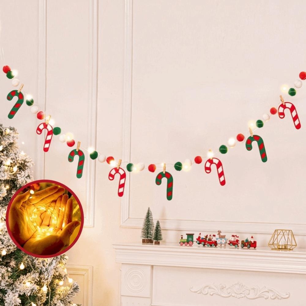 Cartoon Christmas Luminous Banner Santa Claus LED Light String Xmas Wall Ornaments Room Background