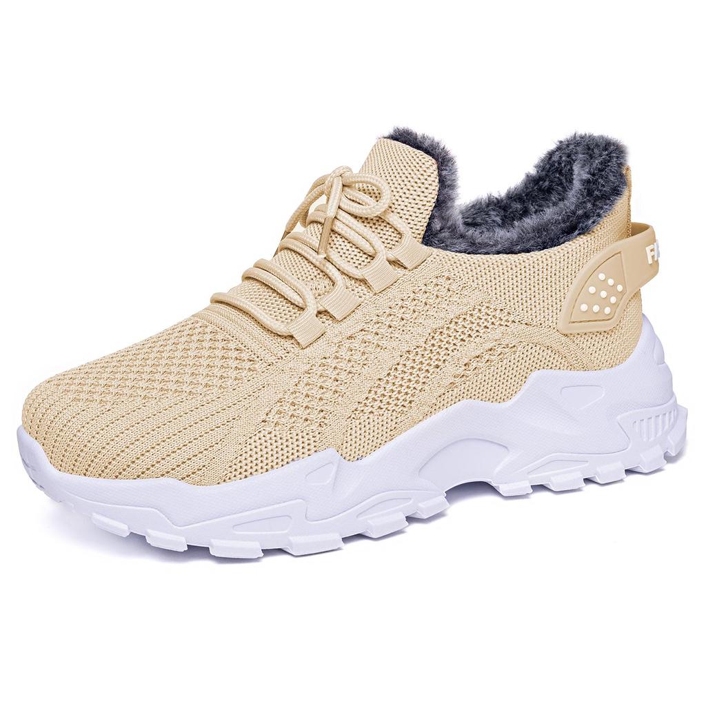 Women's Plus Size Fleece-Lined Thick Sole Dad Shoes - Warm Cotton Winter Outdoor Wear