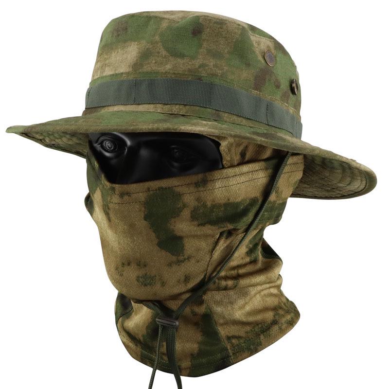 Men's Camouflage Bucket Hat Set: Multifunctional, Breathable, Sun-Protective Fishing Hat with Round Brim.