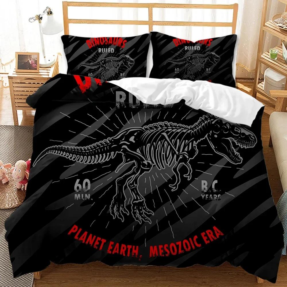 Set Copripiumino Dinosauri Dinosauri T-Rex Giurassico Dino Fossile Biancheria da Letto Dinosauro Matrimoniale Queen King Size Morbido Poliestere Copripiumino