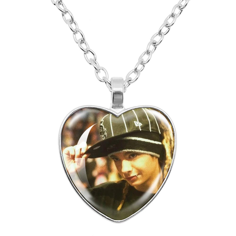 Pop Retro Rock Band Tokio Hotel Glass Heart Shape Pendant Necklace Bill Kaulitz Music Songer Picture Jewelry Charm Fans Gift