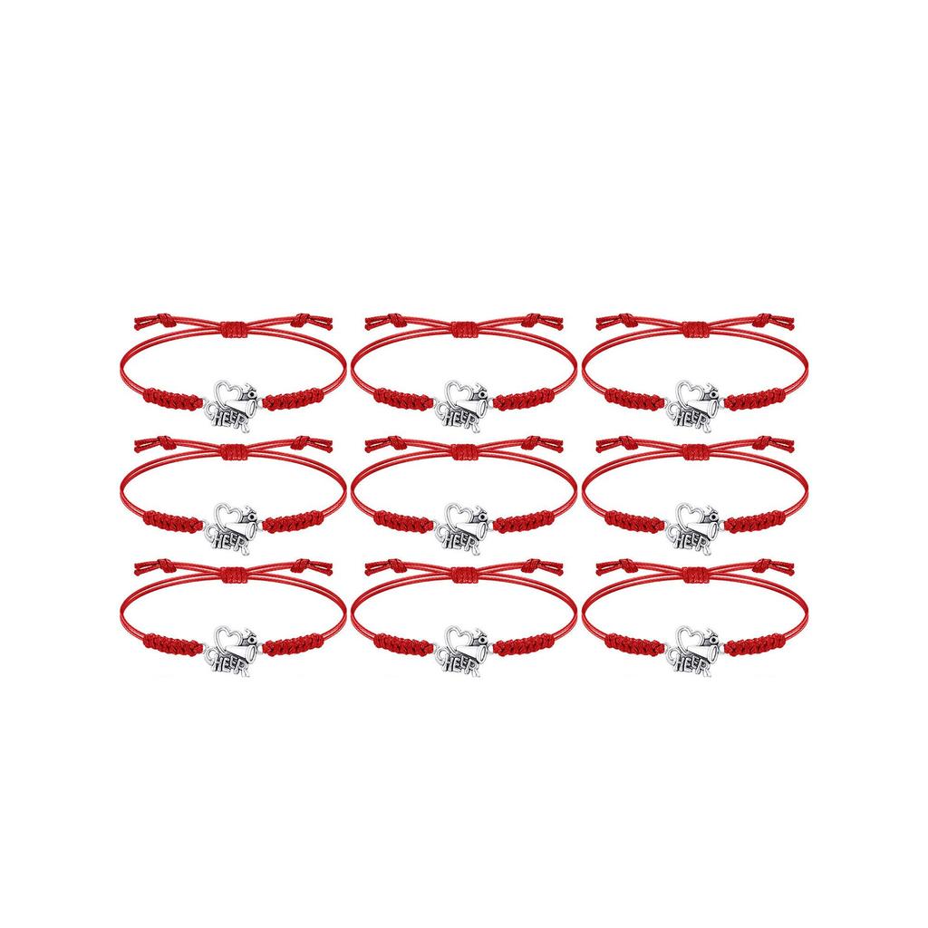 Horn team bracelet set hand woven wax rope love cheer pendant adjustable cheerleader set bracelet