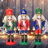 3pcs Holidays Nutcrackers Shaped Tree Hangings Hand Painted Wood Figurines Pendant Christmas Themed Embellishments