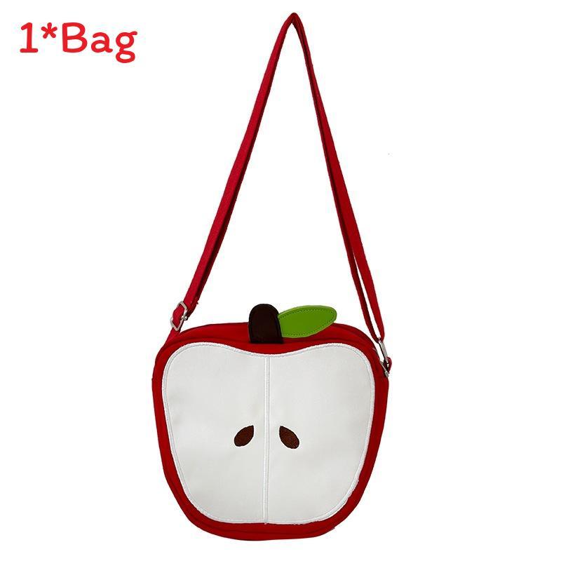 Borsa Piccola a Spalla in Nylon con Cartoni Animati di Frutta e Chiusura a Zip per Uso Quotidiano
