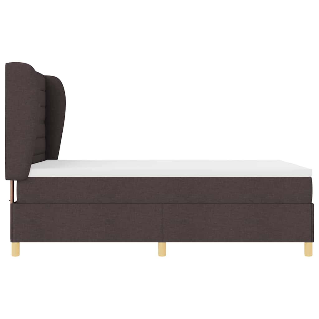 Box Spring Bed with Mattress Dark Brown 200 X 140 Cm Fabric