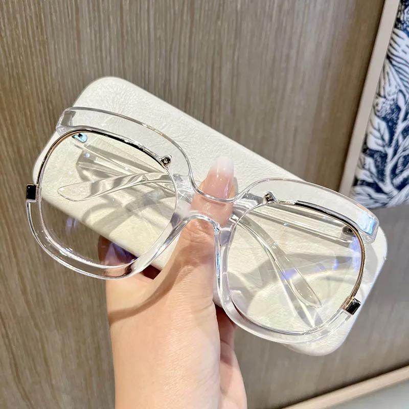 

Extra Large Anti Blue Light Trendy Round Frame Glasses Frame Bright Rainbow Colored Glasses Pc Flat Glasses Anti blue light