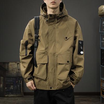 American Trendy Brand Hooded Tooling Jacket Men'S Loose Large Size Men'S Outdoor Trench Coat Casual Jacket Tide