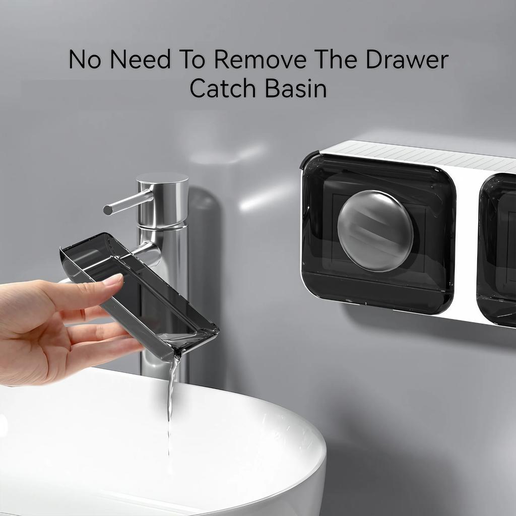 1PC Luxury Soap Dish Wall-Mounted Soap Box with Lid Suitable for Bathroom and Toilet No-Drill Drainage Design