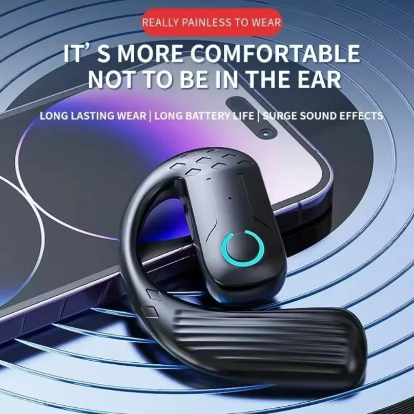 BT5.4 Open Ear Headset 1pc Wireless Bluetooth Earphones 180° Rotation Ear Hook HIFI Stereo Headphones Open Single Touch control
