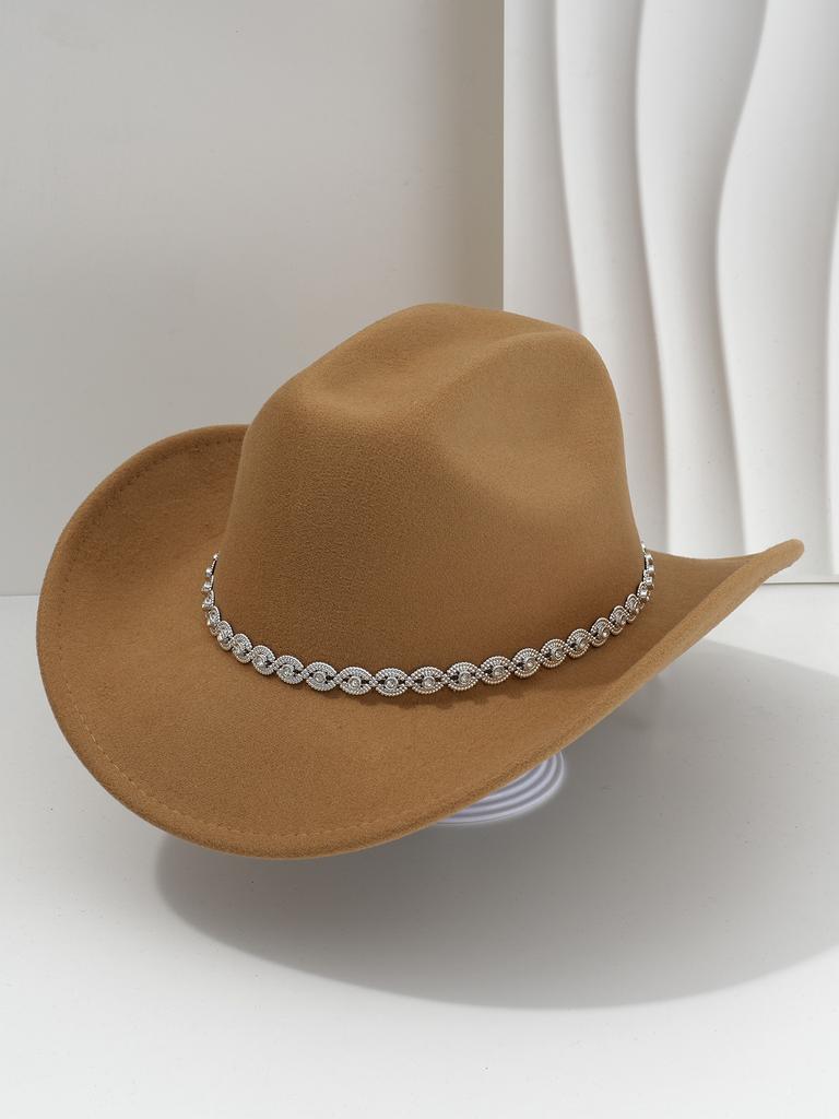 Men's and women's light luxury top hats Western style cowboy hats Unique eye point diamond belt Birthday party party hat