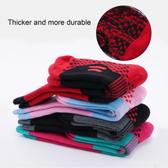 1 Pair Children Winter Ski Socks Long-Tube Thermal Thickened Cotton Socks Sweat Absorption Comfortable Outdoor for Boys Girls Winter
